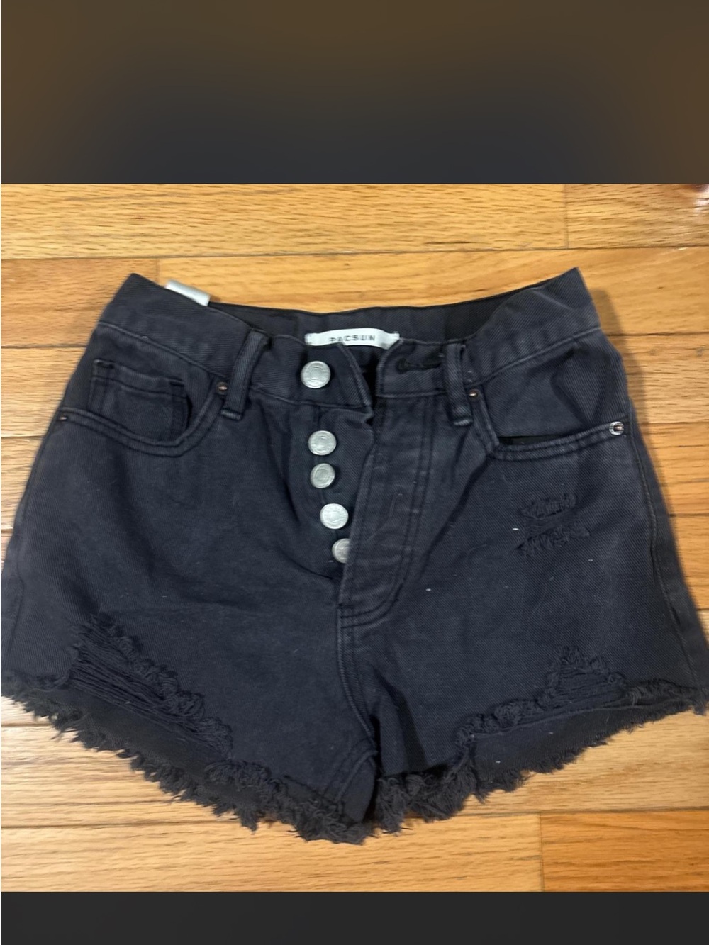 Pacsun High-Waist Black Denim Shorts with Button Fly